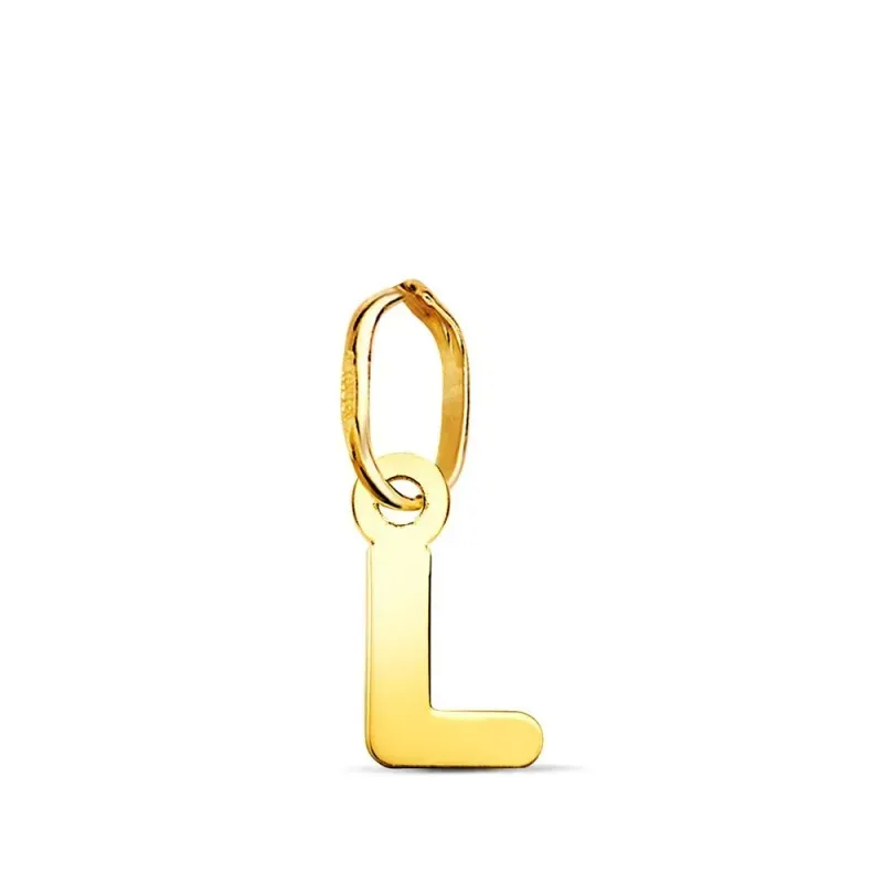 Colgante Inicial en Oro de 18k letra L con 8 mm. lisa acabada en bril