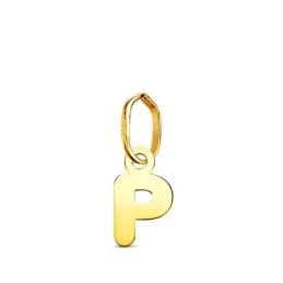Colgante Inicial en Oro de 18k letra P con 8.4 mm. lisa acabada en br