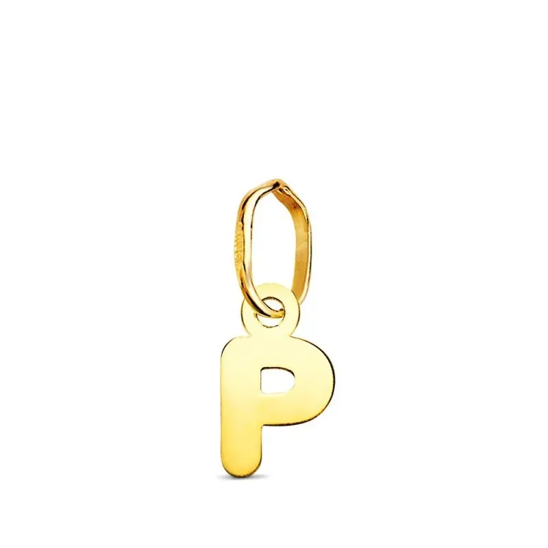 Colgante Inicial en Oro de 18k letra P con 8.4 mm. lisa acabada en br
