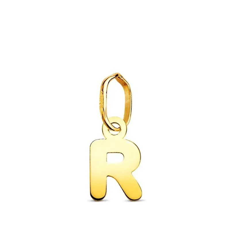 Colgante Inicial en Oro de 18k letra R con 8.3 mm. lisa acabada en br