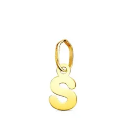 Colgante Inicial en Oro de 18k letra S con 8.2 mm. lisa acabada en br