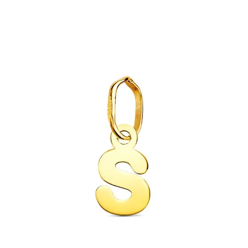 Colgante Inicial en Oro de 18k letra S con 8.2 mm. lisa acabada en br