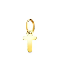 Colgante Inicial en Oro de 18k letra T con 8.3 mm. lisa acabada en br
