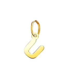 Colgante Inicial en Oro de 18k letra U con 9 mm. lisa acabada en bril