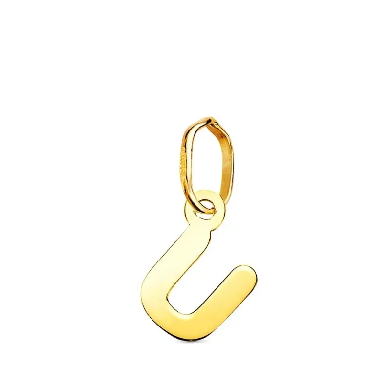 Colgante Inicial en Oro de 18k letra U con 9 mm. lisa acabada en bril