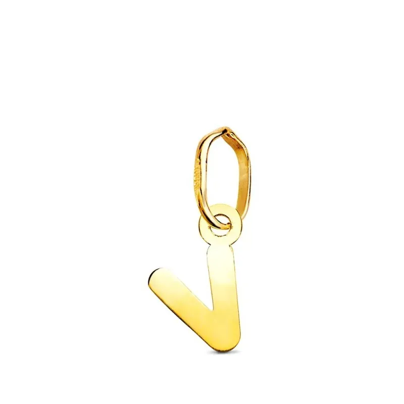 Colgante Inicial en Oro de 18k letra V con 8.5 mm. lisa acabada en br