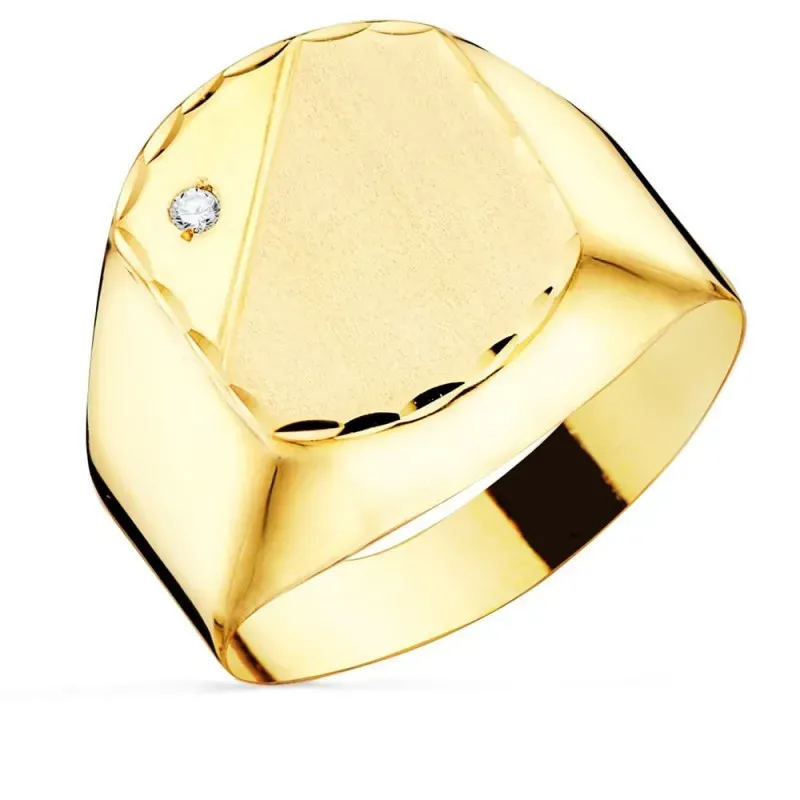 Sello oro 18k caballero circonita hueco [7521]