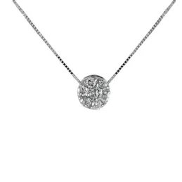 Colgante Oro Blanco 18k modelo Circles (7 diamantes. 0,20 cts.) Cadena: 45cm. Colgante: 6mm.