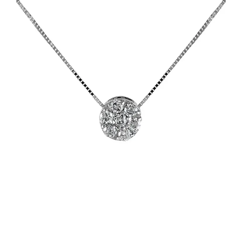 Colgante Oro Blanco 18k modelo Circles (7 diamantes. 0,20 cts.) Cadena: 45cm. Colgante: 6mm.