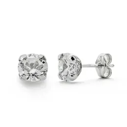 Pendientes oro blanco 18k garras circonitas 6mm. [AA0366]