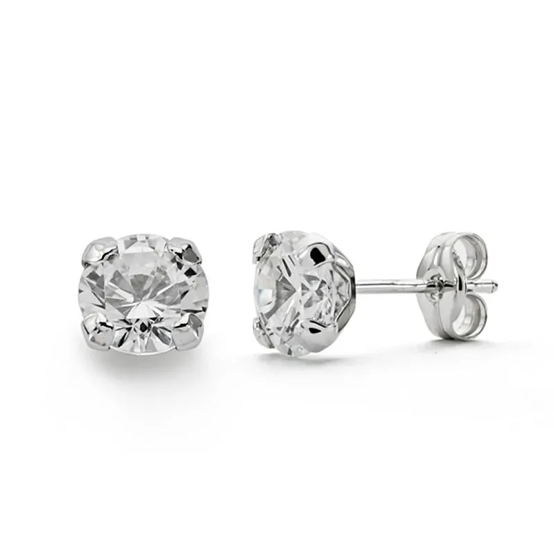Pendientes oro blanco 18k garras circonitas 6mm. [AA0366]