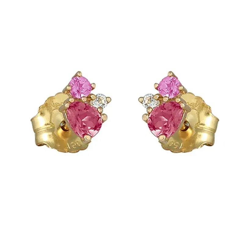 Pendientes oro 18k colección Rainbow diamantes brillantes 0.03ct. rod