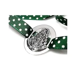 Pulsera plata Ley 925m Virgen Rocío lazo verde lunares [AB1100]