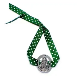 Pulsera plata Ley 925m Virgen Rocío lazo verde lunares [AB1100]