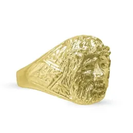 Cristo Gitano Cabeza Anillo en Oro de 18k macizo para hombre 15 mm. a