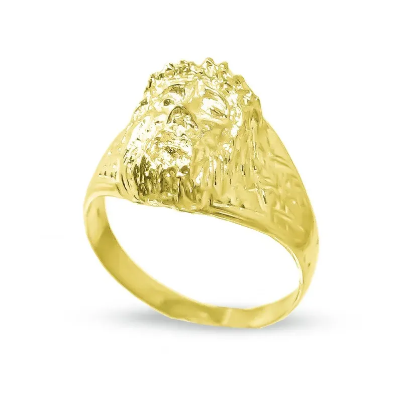 Cristo Gitano Cabeza Anillo en Oro de 18k macizo para hombre 15 mm. a