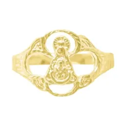 Virgen de Tíscar Sortija en Oro de 18k macizo ancho cabeza de 11 mm.