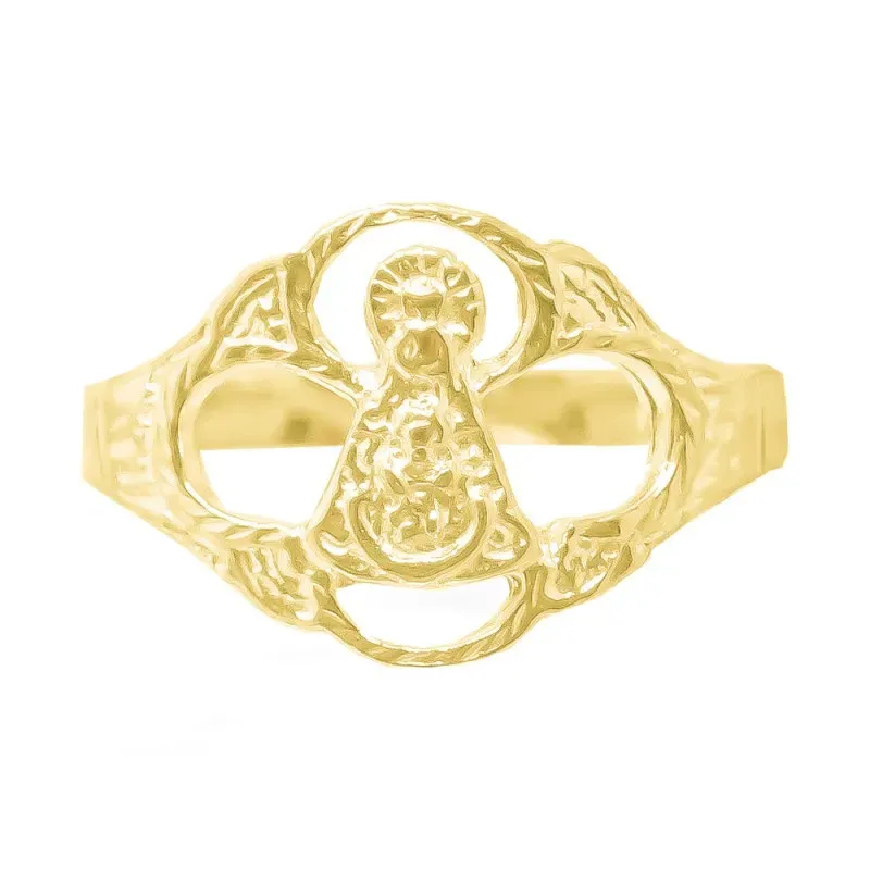 Virgen de Tíscar Sortija en Oro de 18k macizo ancho cabeza de 11 mm.