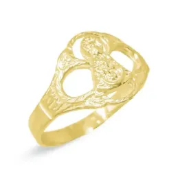 Virgen de Tíscar Sortija en Oro de 18k macizo ancho cabeza de 11 mm.