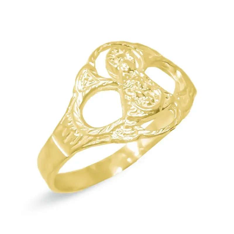Virgen de Tíscar Sortija en Oro de 18k macizo ancho cabeza de 11 mm.