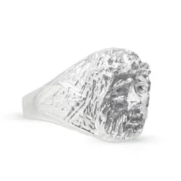 Cristo Gitano Cabeza Anillo en Plata de Ley 925m macizo para hombre 1