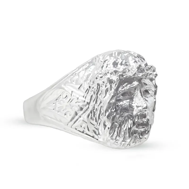Cristo Gitano Cabeza Anillo en Plata de Ley 925m macizo para hombre 1