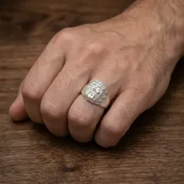 Cristo Gitano Cabeza Anillo en Plata de Ley 925m macizo para hombre 1