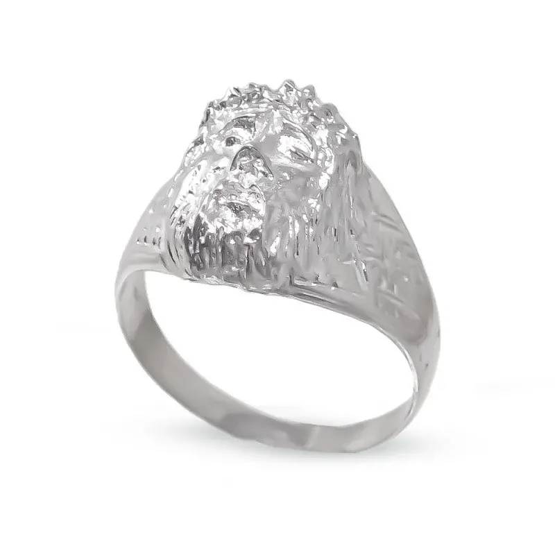 Cristo Gitano Cabeza Anillo en Plata de Ley 925m macizo para hombre 1