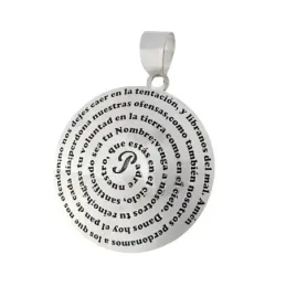 Colgante plata ley 925m 34mm. redondo Padre Nuestro [AA7884]