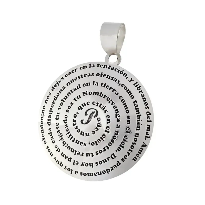 Colgante plata ley 925m 34mm. redondo Padre Nuestro [AA7884]