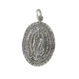 Medalla colgante plata ley 925m 30mm. Virgen Guadalupe lisa [AA7967]