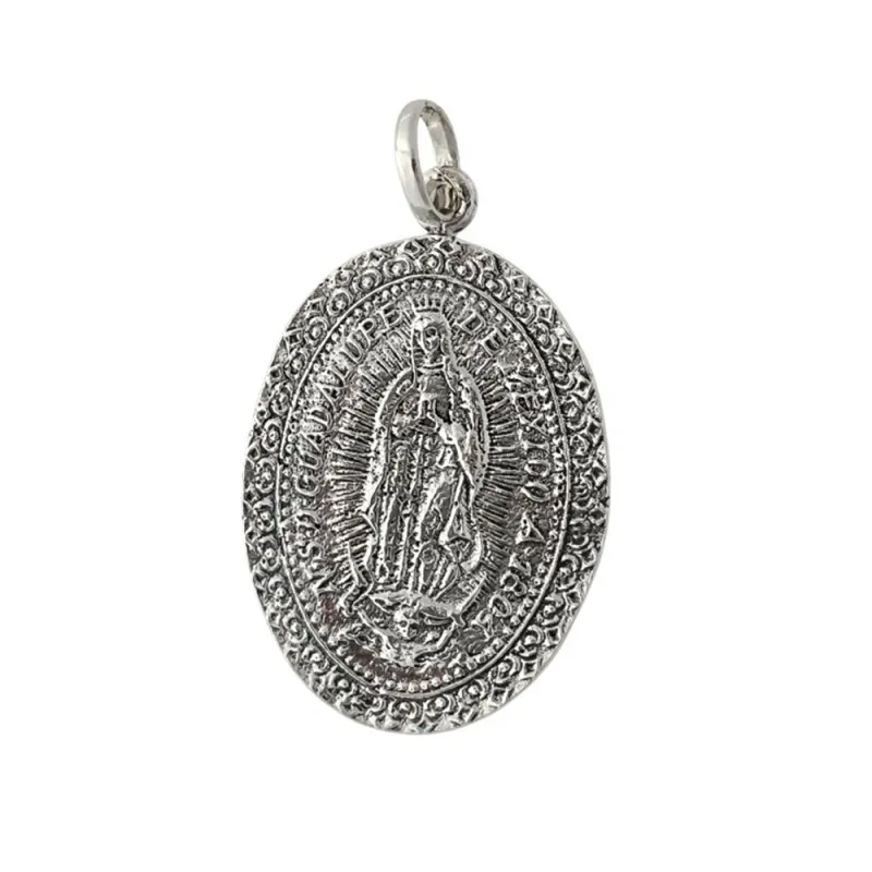 Medalla colgante plata ley 925m 30mm. Virgen Guadalupe lisa [AA7967]