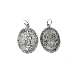 Medalla colgante plata ley 925m 30mm. Virgen Guadalupe lisa [AA7967]