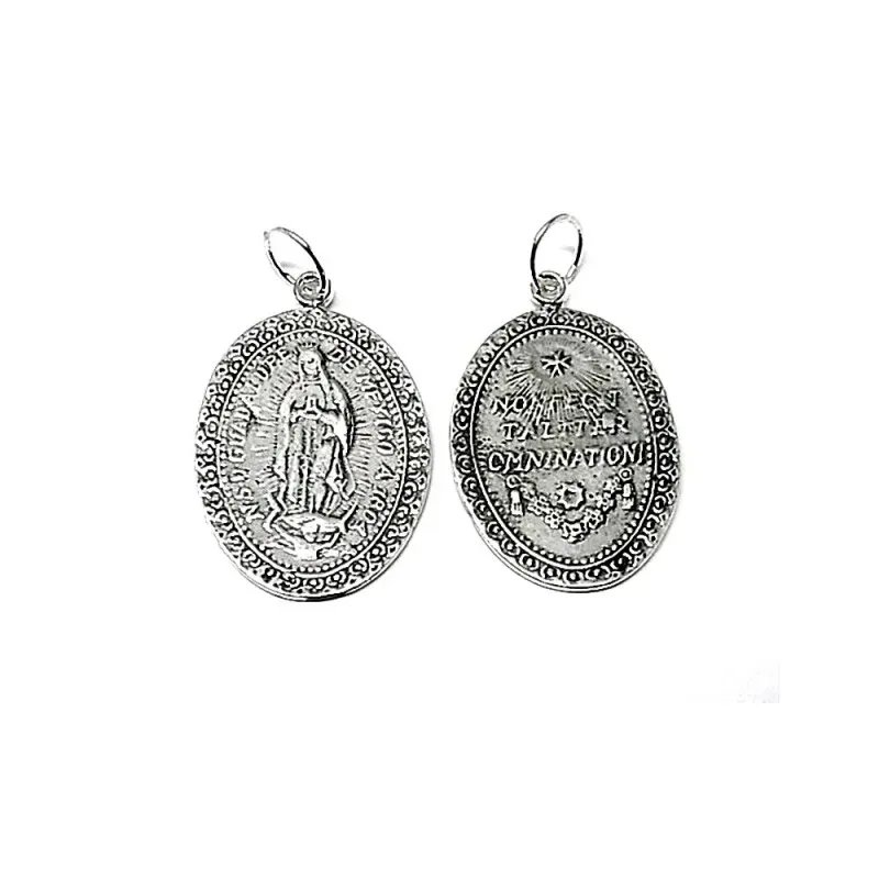 Medalla colgante plata ley 925m 30mm. Virgen Guadalupe lisa [AA7967]