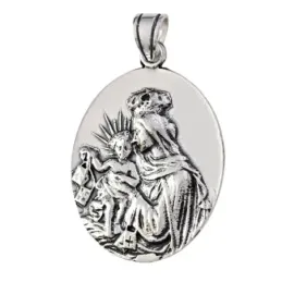 Medalla colgante plata ley 925m 40mm. Virgen Carmen mediana [AA8035]