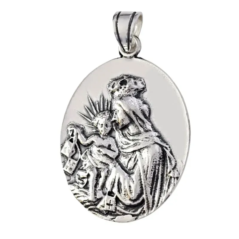 Medalla colgante plata ley 925m 40mm. Virgen Carmen mediana [AA8035]