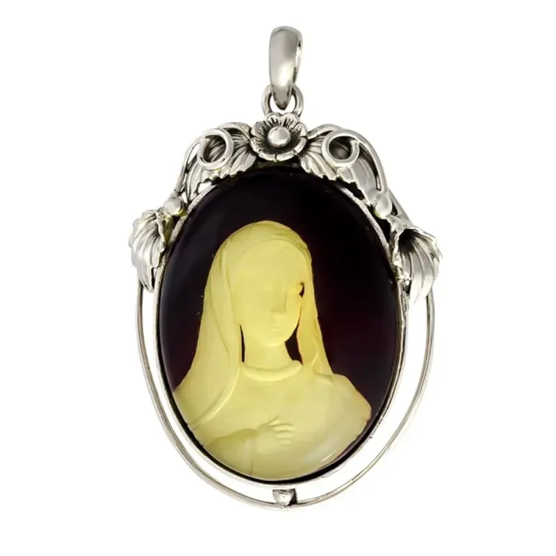 Medalla colgante plata ley 925m 47mm. Virgen [AA8045]