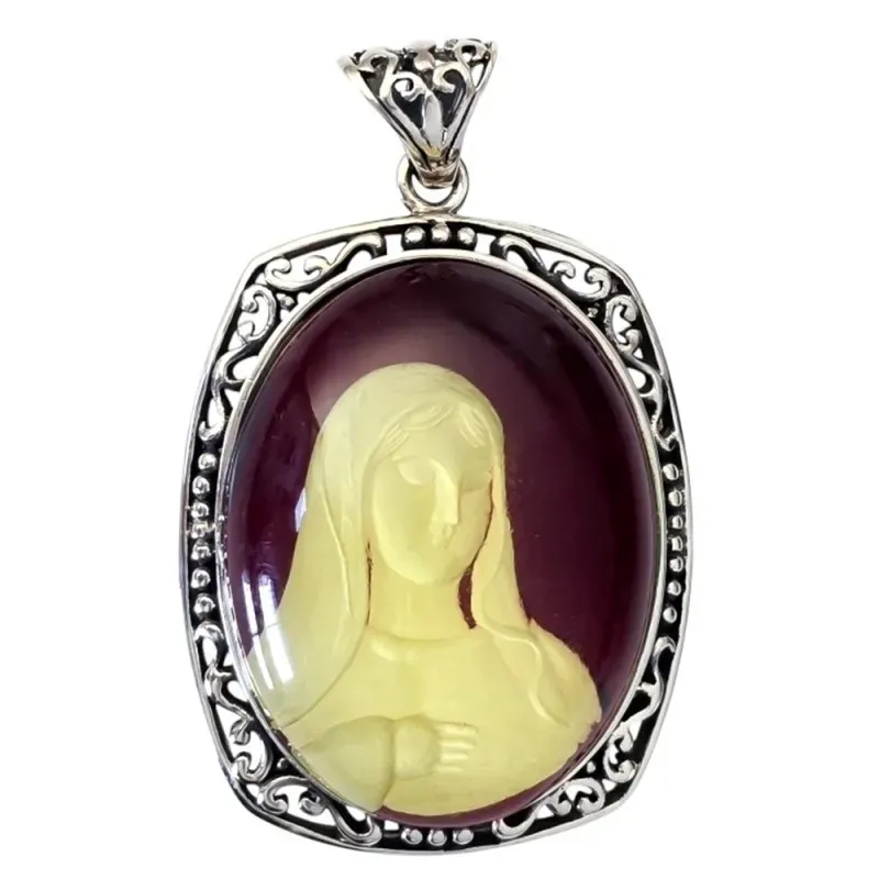 Medalla colgante plata ley 925m 45mm. Virgen [AA8047]