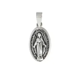 Colgante plata ley 925m 20mm. medalla lisa Virgen Milagrosa [AA8237]