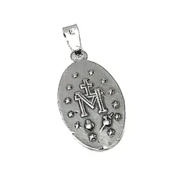 Colgante plata ley 925m 20mm. medalla lisa Virgen Milagrosa [AA8237]