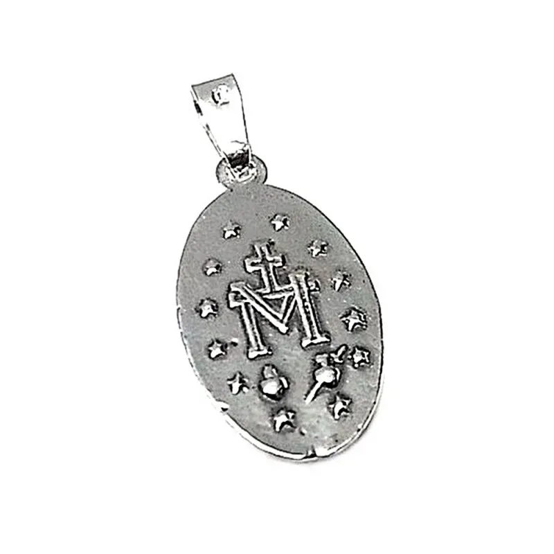 Colgante plata ley 925m 20mm. medalla lisa Virgen Milagrosa [AA8237]