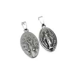 Colgante plata ley 925m 20mm. medalla lisa Virgen Milagrosa [AA8237]