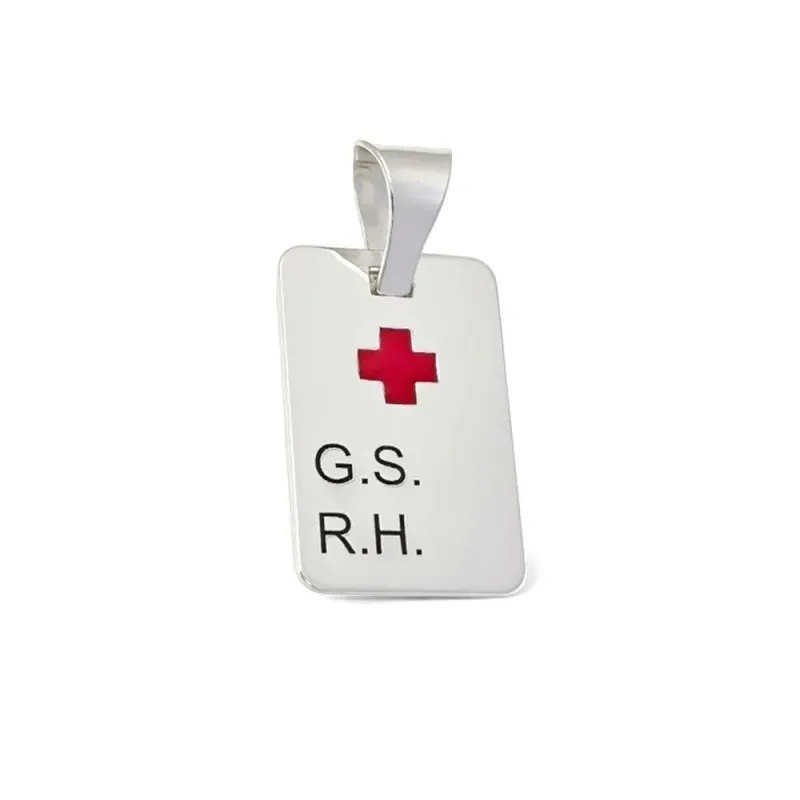 Colgante plata ley 925m 20mm. chapa G.S R.H cruz roja [AA8308]