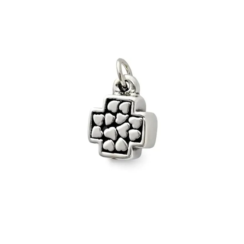 Colgante plata ley 925m 12mm. cruz corazones electroforming [AA8444]