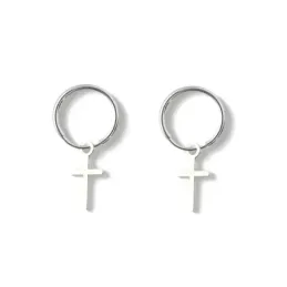 Pendiente plata ley 925m 11mm. aro fino cruz [AA8577]