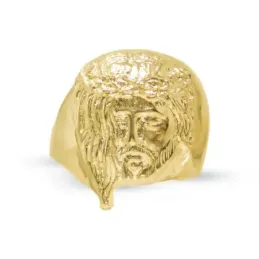 Cristo Gitano Cabeza Anillo en Oro de 18k macizo para hombre 22 mm. a