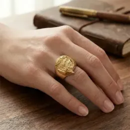 Cristo Gitano Cabeza Anillo en Oro de 18k macizo para hombre 22 mm. a