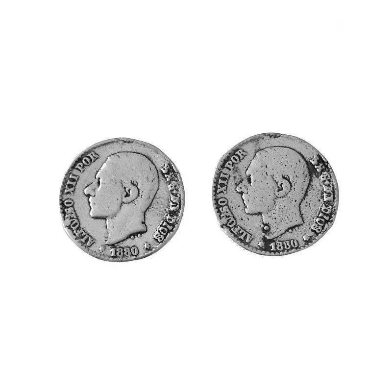 Pendiente plata ley 925m 17mm. moneda  [AA8773]
