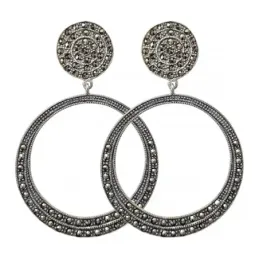 Pendientes plata ley 925m 50mm. marquesitas aros grande [AA8854]