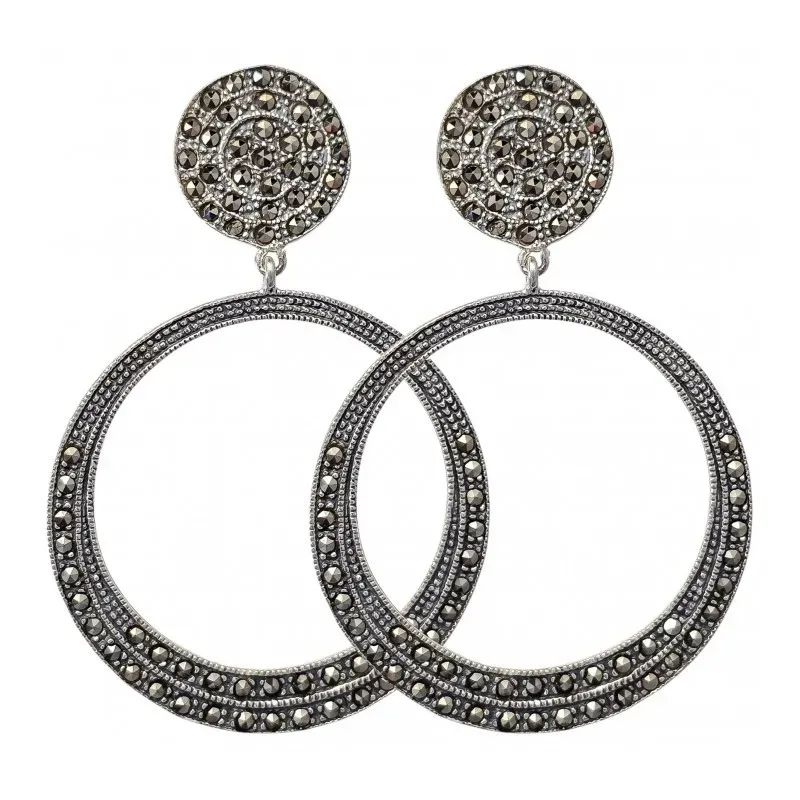 Pendientes plata ley 925m 50mm. marquesitas aros grande [AA8854]